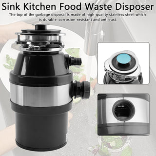 Garbage Disposal 3/4 HP 2800 RPM Under Sink Kitchen Food Waste Disposer w/ Plug