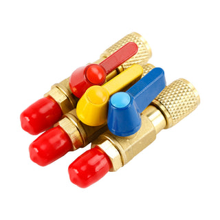 3Pcs HVAC A/C Straight Shut-Off Ball Valve Adapter For Air Conditioner 1/4"