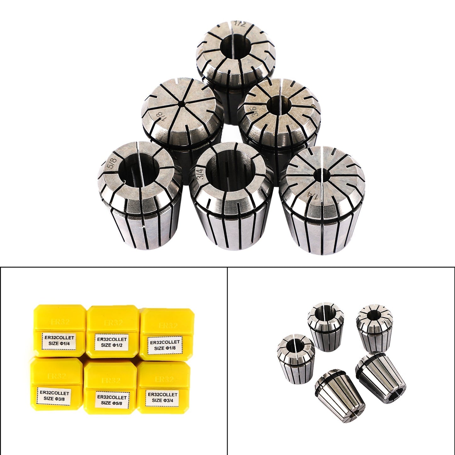 6Pcs ER32 Spring Collet Set For CNC Milling Lathe Tool Engraving Machine Steel Generic