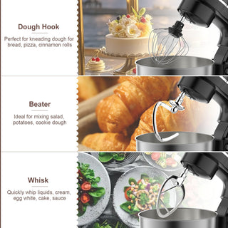 5.5Qt Stand Mixer 3-In-1 Kitchen Mixer with Flat Beater Balloon Whisk Electric dough mixers are suitable for home use. Dough Hook