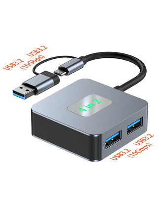 4 in 2 Type-C + USB to USB3.2 Interface Hub Adapter Dock for MacBook iPad Pro 15