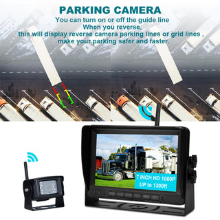 7 inch Display Wireless AHD 1080P Rear View Backup Camera Kit for Truck Trailer
