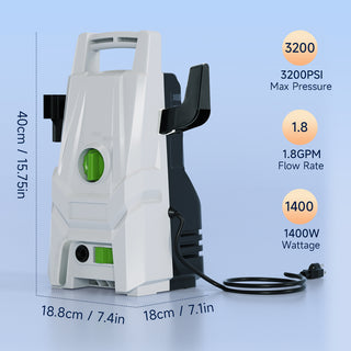 1400W Electric Pressure Washer, 3200PSI, Max 1.8GPM Power Washer