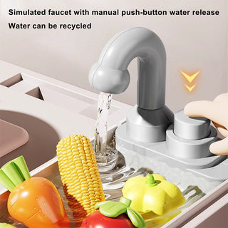 Kids Kitchen Play Set-Interactive Mist & Light Kitchen with Water Circulation Perfect Gift for Boys & Girls Ages 3+ (Green)
