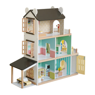 3Story Wooden Lighting Doll House With Balcony 20 Accessories Toy For 3+Year Kid  Toy