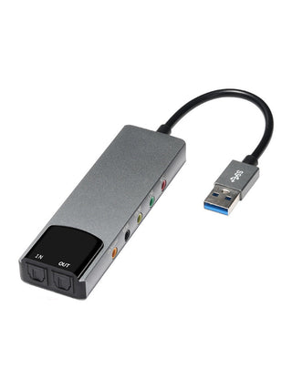 Aluminum Alloy USB Optical Fiber SPDIF Card Supports AC-3 DTS 5.1 Channel Gray