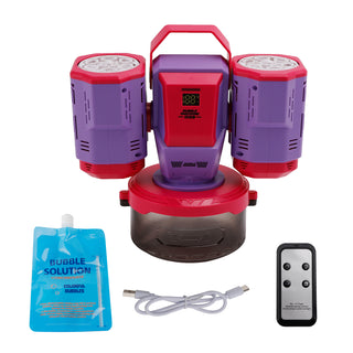 Rechargeable Bubble Machine With Light 360°Rotation Remote Control Outdoor Event