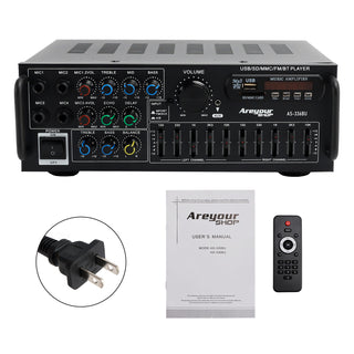 Bluetooth 5.0 HiFi Sunbuck 2000W Stereo Power Amplifier Karaoke FM USB SD AUX