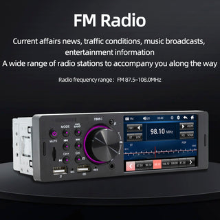 4.1" Single DIN Car MP5 Player Touch Screen FM Stereo Radio Bluetooth + Camera