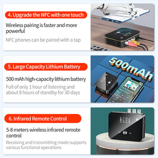 2 in 1 USB Bluetooth Transmitter Receiver Wireless NFC to 2RCA Stereo Adapter