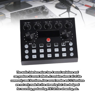 V8s Sound Card Live Sound Card Set for Podcast Record Sing Streaming and Gaming