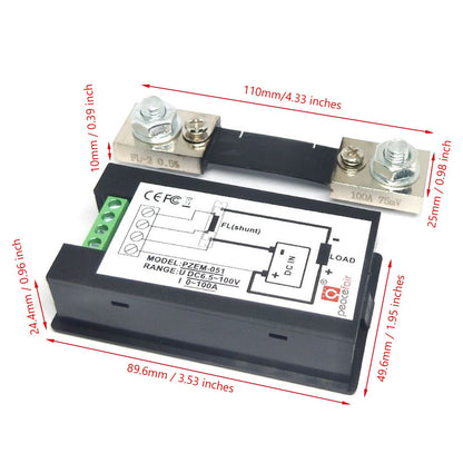 100A DC Digital Watt KWH Current Power Energy Meter Ammeter Voltmeter 100V Generic