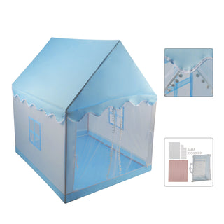 Portable Children’s Playhouse with Carry Bag  Blue Optional Star Lights & Mat Assembly Tent with Metal Frame Mesh Window Kids Indoor Play Tent for Boys & Girls