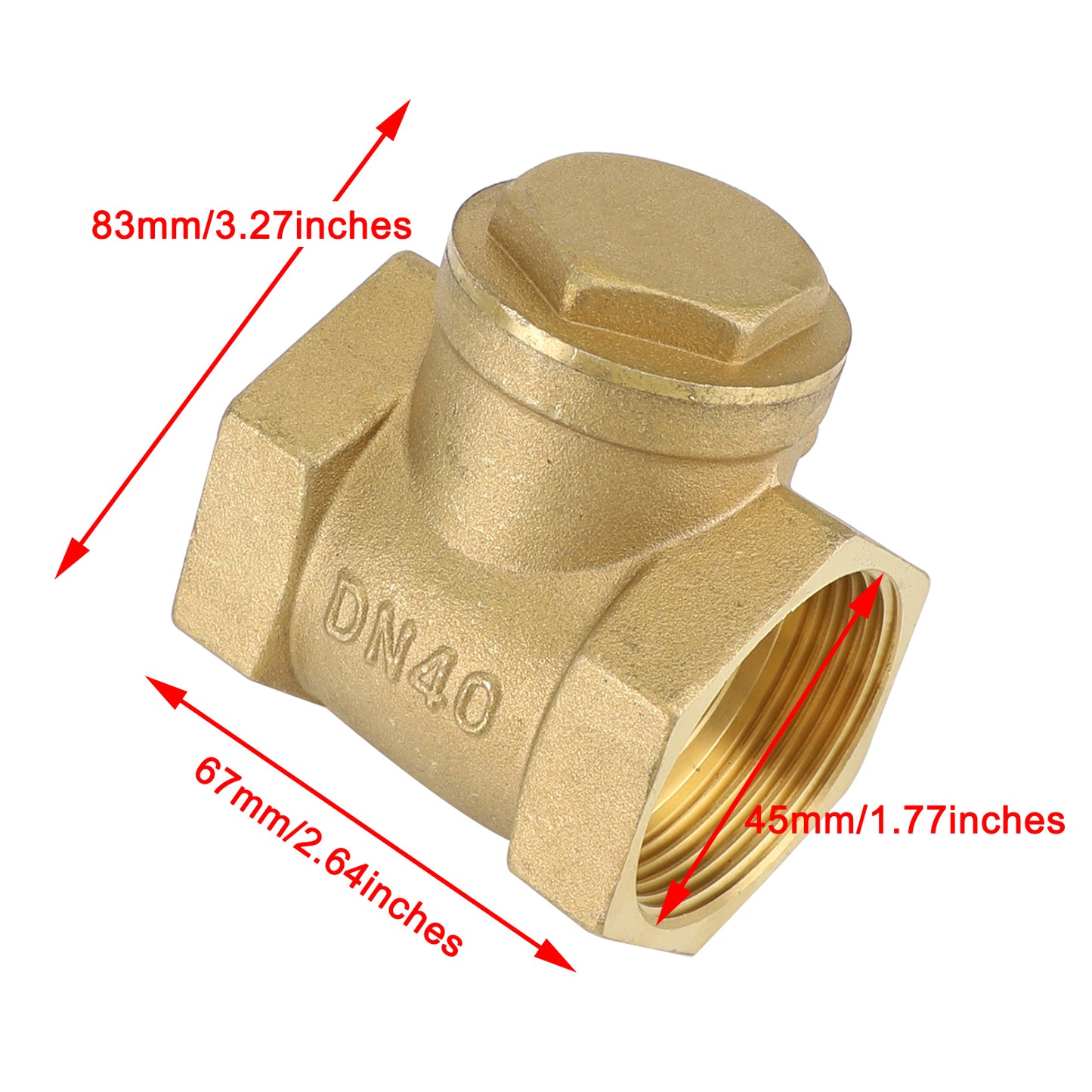 1-1/2" Female Thread Brass Horizontal DN15 One-Way Non-Return Swing Check Valve