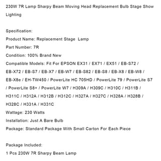 230W 7R Lamp Sharpy Beam Moving Head Replacement Bulb Stage Show Lighting