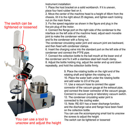 5L Rotary Evaporator Rotavapor Vacuum Evaporation Digital Water Bath Lab