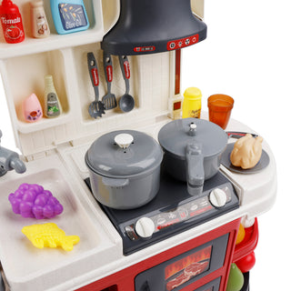 52Pcs Plastic Tableware Kitchen Set With Faucet Water Spray Function Kid