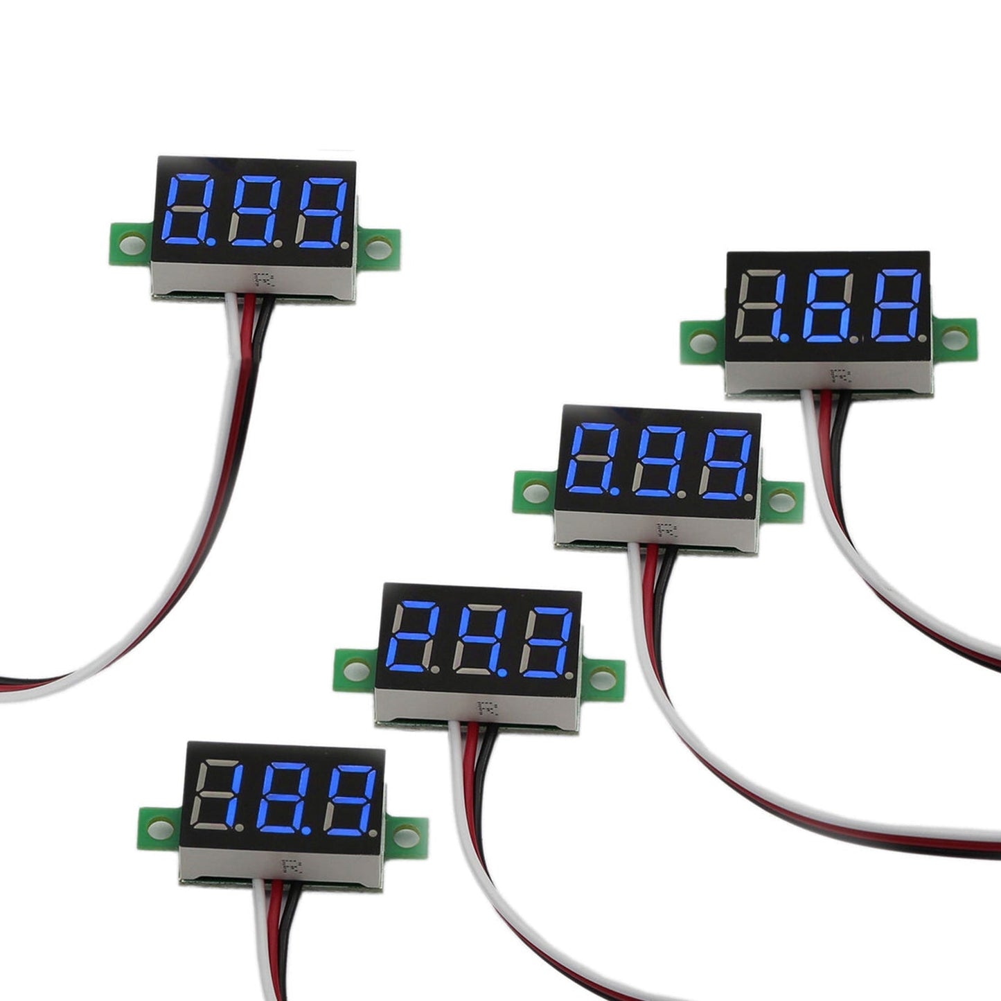 5x Mini DC 0-30V Blue LED 3-Digital Display Voltage Voltmeter Panel Calibratable Generic