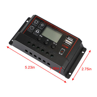 PWM 30A Solar Panel Battery Regulator Charge Controller LCD Dual USB 12V/24V