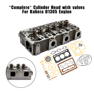 Complete Cylinder Head & Full Gasket Kit Compatible With Kubota D1305 Engine