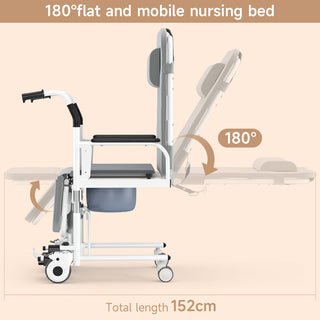 Topteng Patient Chair Hydraulic Transferred Lift Wheelchair Reclining transfer bed With potty