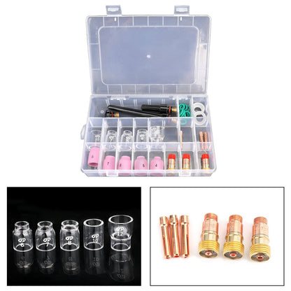 31Pcs TIG Welding Torch Stubby Gas Lens #12 Pyrex Glass Cup Kit For WP-17/18/26 Generic