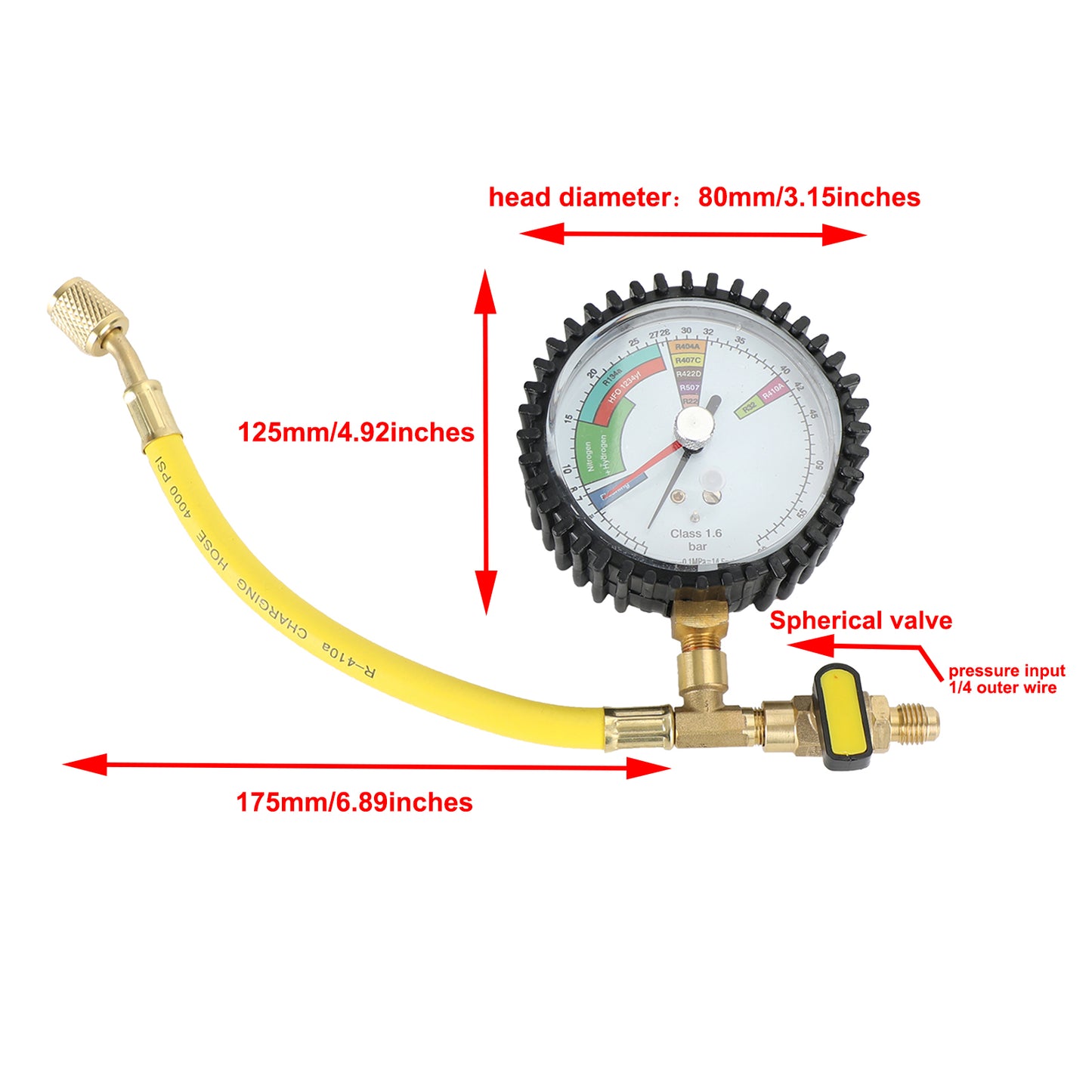 Nitrogen Pressure Test Gauge Air Conditioning Refrigeration Test Table tools