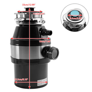 Garbage Disposal 3/4 HP 2800 RPM Under Sink Kitchen Food Waste Disposer w/ Plug