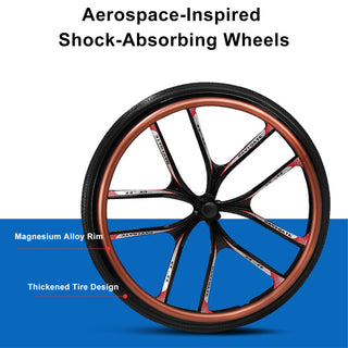 Easy-to-Fold Adjustable Footrests and Eco-Friendly Oxford Fabric Seat – Lightweight Hand-Push Aluminum Alloy Frame Wheelchair with Magnesium Alloy Wheels and Comfortable for Travel