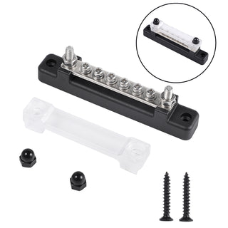 6 Way Blade Fuse Box Block Auto Marine Boat Holder Cover 12V Bus Bar Kit Black