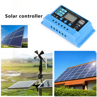 10A PWM Solar Charge Controller 12V 24V Regulator For 100W 200W 300W Solar Panel