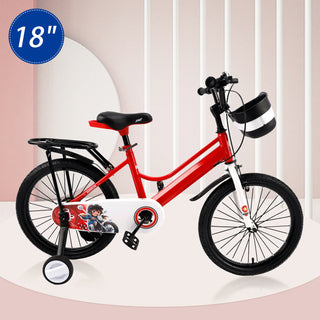 18" Kids Bike for Boys and Girls with auxiliary wheels & Rack Red
