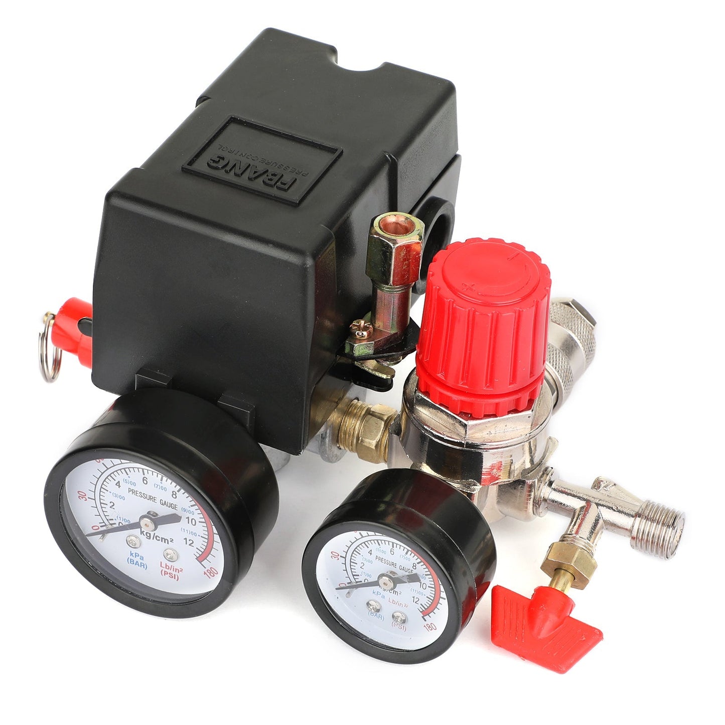 Air Compressor Pressure Control Switch Manifold Regulator Fitting with Gauges Generic