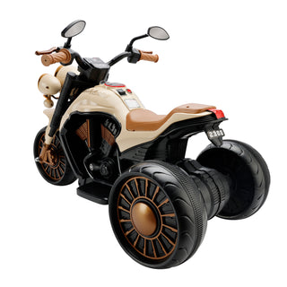3 Wheel Kids Ride On Motorcycle Electric Dual Drive Toy Car With LED Light Brown