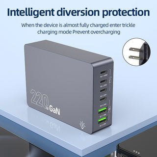 F8A Desktop Charging Station USB 6-Port Fast Charger PD100W Smart Charger US