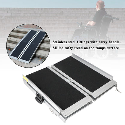 5FT Portable Wheelchair Ramp Non Skid Aluminum Foldable Mobility Scooter Ramp