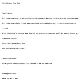 Rear Tire 896584000-082 Combo Kit Select Pool Cleaners For Poolvergnuegen