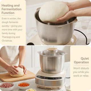 Electric Dough Mixer 7.4qt Large Capacity Electric Dough Maker with Ferment Function For Baking Bread Dough&Pizza Dough 304 Stainless Steel Kitchen Stand Mixer