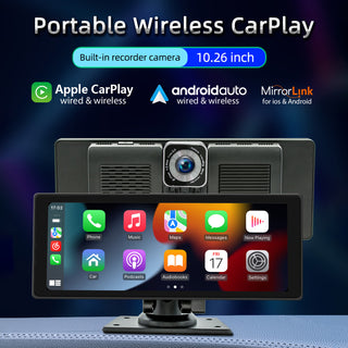 10.26" Wireless Carplay Bluetooth Car MP5 Player HD Large Screen Recorder Camera