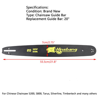 20" CHAINSAW GUIDE BAR For 52CC 58CC 62CC 68CC 76 Drive Links 0.325" 0.058G