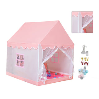 Mesh Window Portable Children’s Playhouse with Carry Bag Pink Assembly Tent with Metal Frame Kids Indoor Play Tent for Boys & Girls Optional Star Lights & Mat