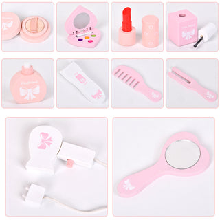 Kid Vanity Table Stool Set  Dressing Mirror Pink/White