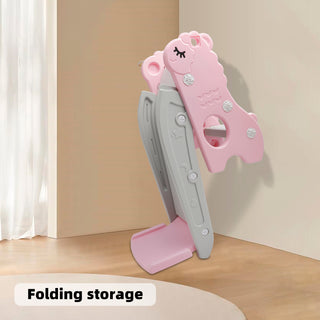 3In1 Kid Folding Slide With Climber,Basketball Hoop,Freestanding Slide Toy Pink Toy