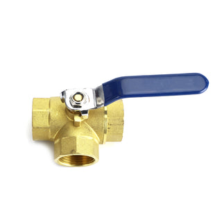 3-Way Ball Valve Female L Port Lever Handle 1" NPT Made Of Forged Brass