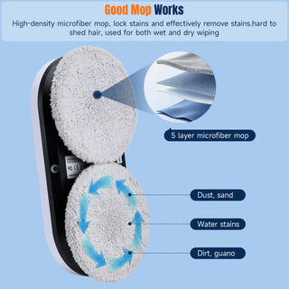 Double Automatic Water Spray Tiles for High Windows Glass Doors (Indoor & Outdoor) Smart Window Cleaning Robot with 5600Pa Suction Power