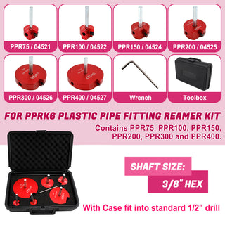 6 Piece 04529 For PPRK6 Plastic Pipe Fitting Reamer Kit For1/2" Drills
