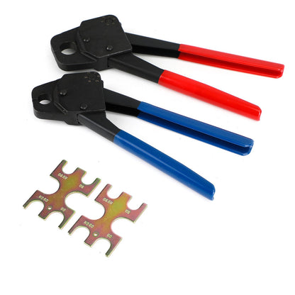 2 PEX Crimper Set 1/2" and 3/4" Plumbing Crimping Tools with Go-No-Go Gauge - Angle Gauge Combo