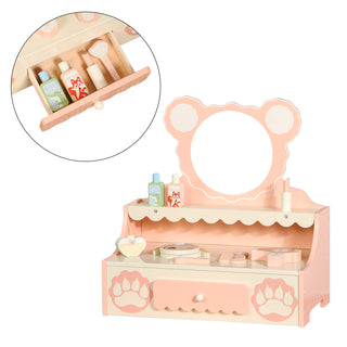 Princess Vanity for 3+ Years Old Kids Kids Vanity Set with Storage Drawer Little Girls' Makeup Table with Mirror Toddler Pretend Play Vanity Desk with 8 Makeup Accessories