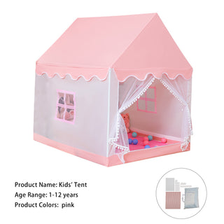Assembly Tent with Metal Frame Kids Indoor Play Tent for Boys & Girls Optional Star Lights & Mat Portable Children’s Playhouse with Carry Bag Pink Mesh Window