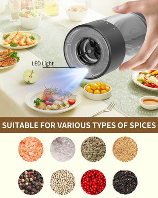 2-Pack Rechargeable Electric Salt & Pepper Grinders – 6-Level Adjustable